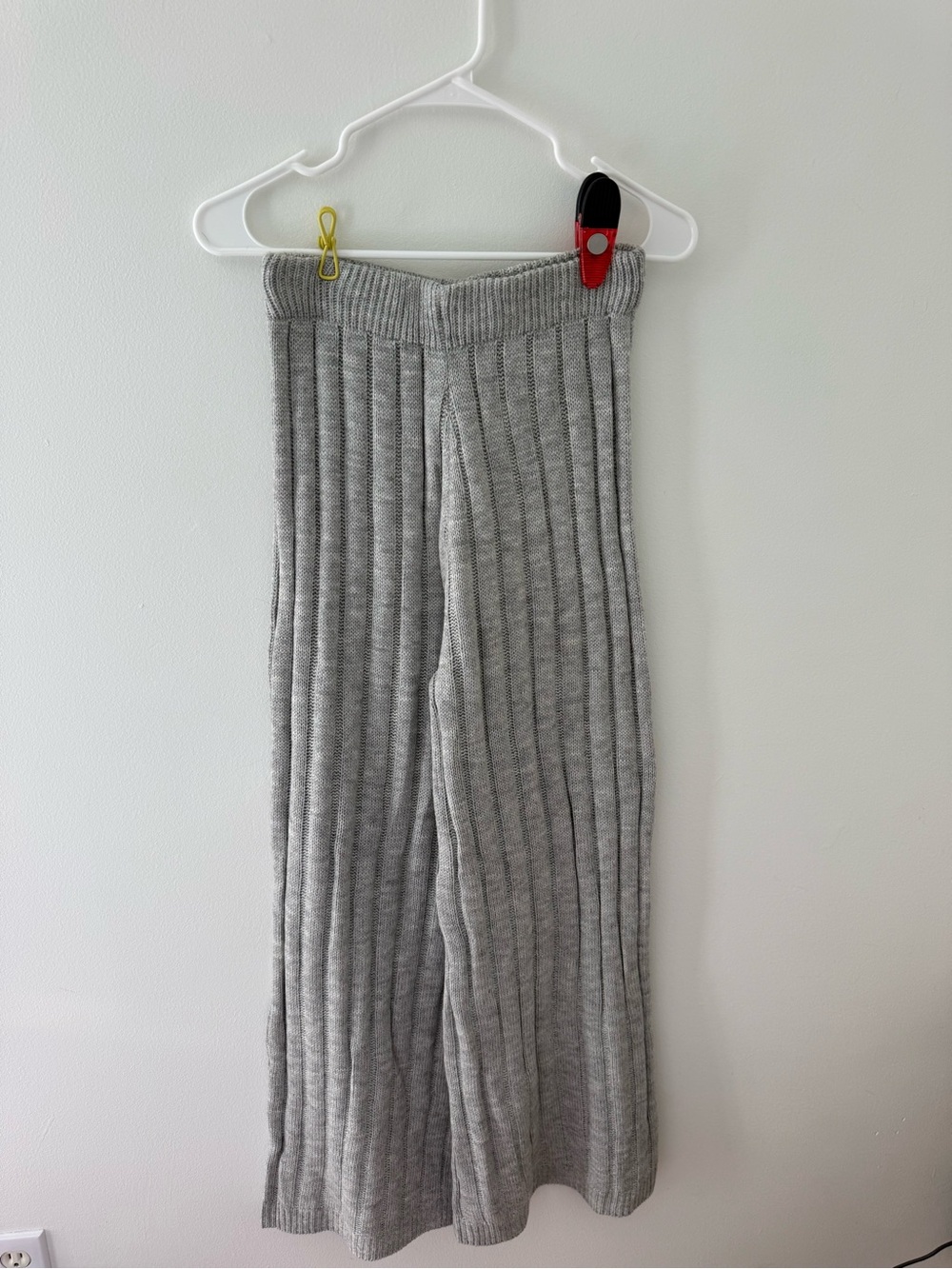 Knit Ribbed Wide-Leg Women’s Pants - Gray